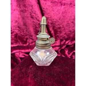 Vintage Home Decor - Antique Miniature Jeweler's Oil Lamp - Faceted Clear Glass